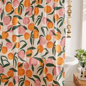Urban outfitters UO Home Allover fruits pattern Shower Curtain peaches orange